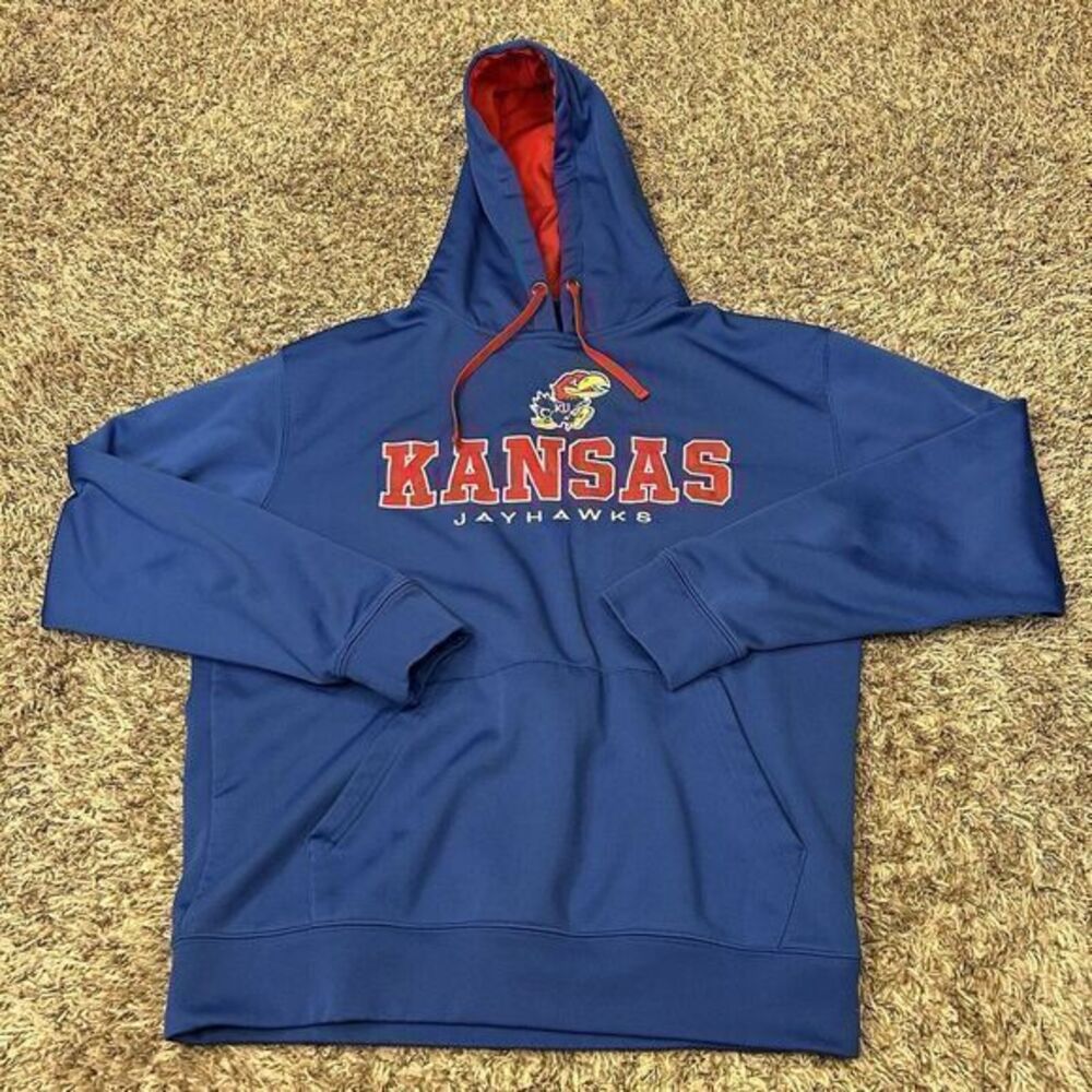 Kansas Jayhawks Sweatshirt Mens Large Blue Red Hoodie Sweater Colosseum Athletic